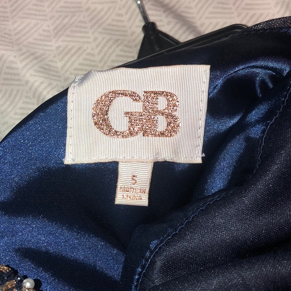 Navy Blue, Gold, And Pearl Semi-Formal Dress - Picture 7 of 8